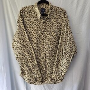 BCS By North 44 LS Casual 100% Cotton Long Sleeve Leaf Print Shirt Men's Large